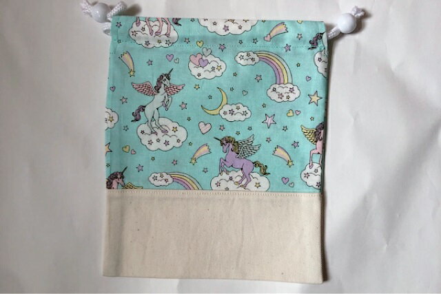 【lefua_hand made】現品限り！　ハンドメイド　コップ袋に最適！縦20×横17サイズ　夜空とユニコーンミント