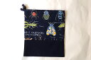 【lefua_hand made】現品限り! ハンドメイド コップ袋に最適!縦20×横17サイズ 昆虫紺