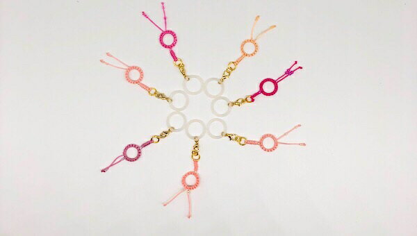 【lefua_hand made】ハンドメイド　中国結びアンブレラ―マーカー　ピンク系