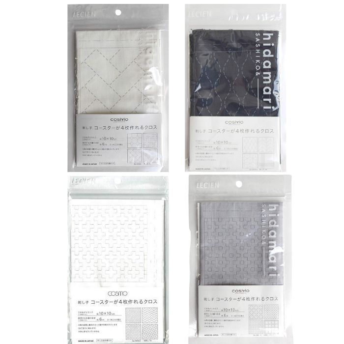 刺し子布 hidamari コースターが4枚作れるクロス 図案プリント済布のみです 刺し子 一目刺し ルシアン 初心者