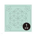 刺し子 花ふきん布パック 桔梗と花刺し(浅葱) 3袋セット 480 オリムパス