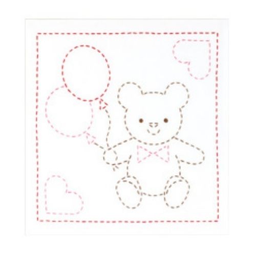 花ふきんキット らくらく刺し子花ふきん くま(白) SK-281 オリムパス 布パック対応