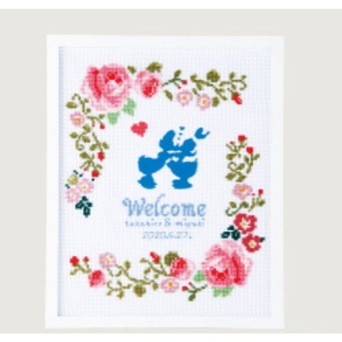 刺繍キット Disney ウエルカムボード ドナルド＆デイジー 7524 オリムパス フロッキーワッペン付 ウエディング パーティ