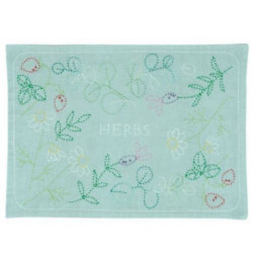 刺し子キット 刺し子のランチョンマット北欧柄 ハーブ(浅葱) SK-345 オリムパス