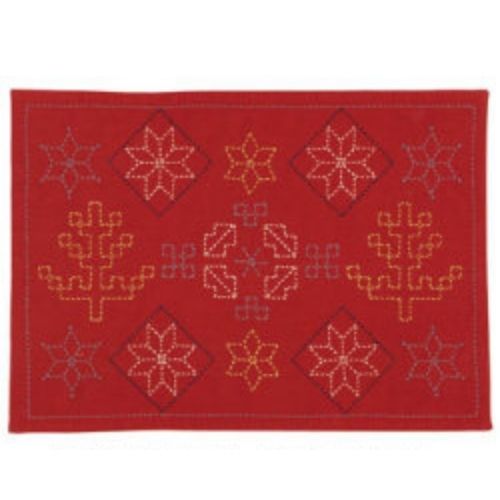 刺し子キット 刺し子のランチョンマット北欧柄 ノルディック柄(赤) SK-346 オリムパス