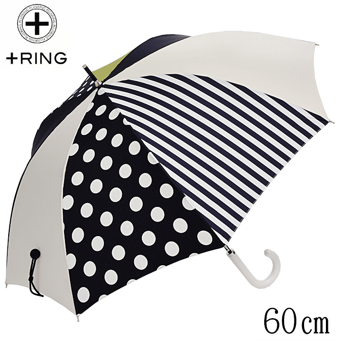 傘 レディース 60cm 大きめ ブランド 長傘 雨傘 晴雨兼用 ＋RING プラスリング 60cm ×8本骨 手開き式 傘 レディース ブランド［t1209］ ストライプ カサ かさ 大きい 撥水 軽量 丈夫 おしゃれ かわいい