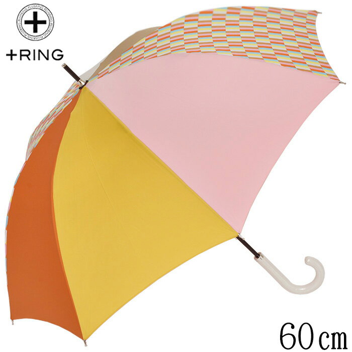 【SALE限定クーポン配布中!】傘 レディース 60cm ×8本骨 長傘 雨傘 晴雨兼用 +RING プラスリング 手開き式 傘 レディース 60cm 日傘兼用 ブランド 長傘 かさ グラスファイバー骨 撥水 軽量 おしゃれ かわいい 送料無料
