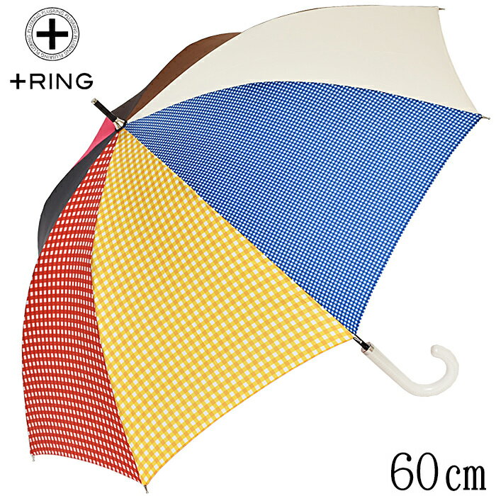 傘 レディース 60cm ×8本骨長傘 雨傘 晴雨兼用 ＋RING プラスリング 手開き式 傘 レディース ブランド［t1136］ かさ 大きい グラスファイバー骨 撥水 軽量 雨傘 おしゃれ かわいい あす楽 送料無料