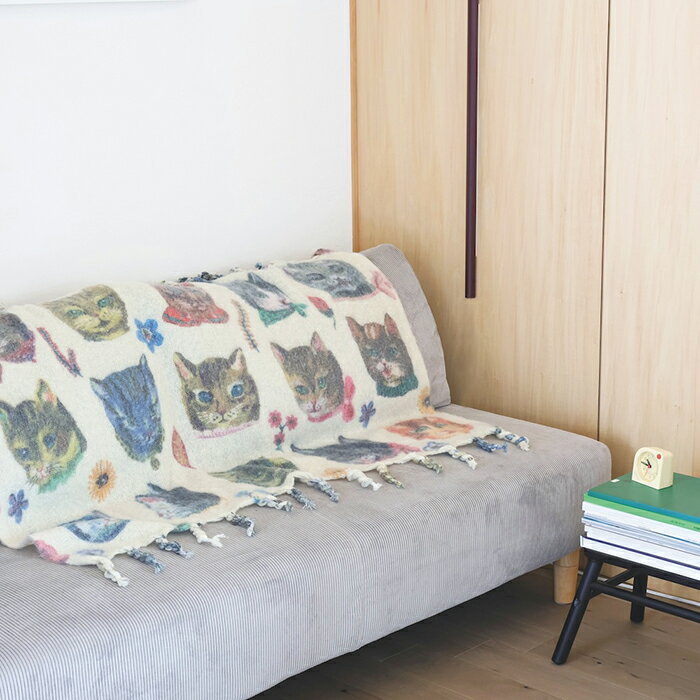 【本日 ポイント3倍！】ナタリーレテ シャギー ふわふわ ブランケット Nathalie Lete Shaggy Blanket 120×80cm おしゃれ かわいい あったか 暖かい 毛布 冷え対策 ラグ オールシーズン ねこ 犬 うさぎ ネコ柄 誕生日 プレゼント ブランケット 母の日 3