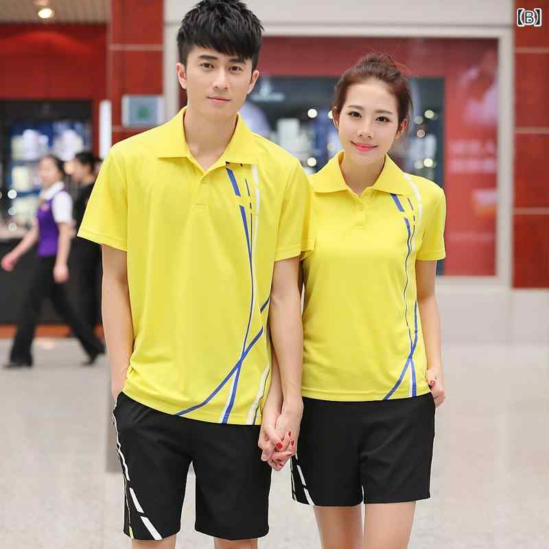 Tシャツ 男女兼用 襟付き 半袖 吸汗速乾 スポーツウェア テニスウェア 羽毛球 卓球...