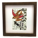 すぎはらゆり ポストカード 花札 藤に不如帰 春 猫 ねこ 額付き 絵画【RCP】