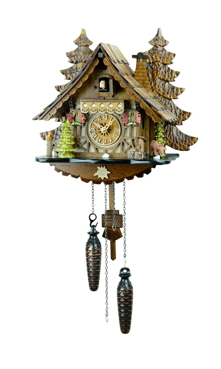 【国内正規品】鳩時計 壁掛け時計 ハト時計 はと時計 ポッポ時計 クォーツ式 森の時計 409QM バンビの山小屋