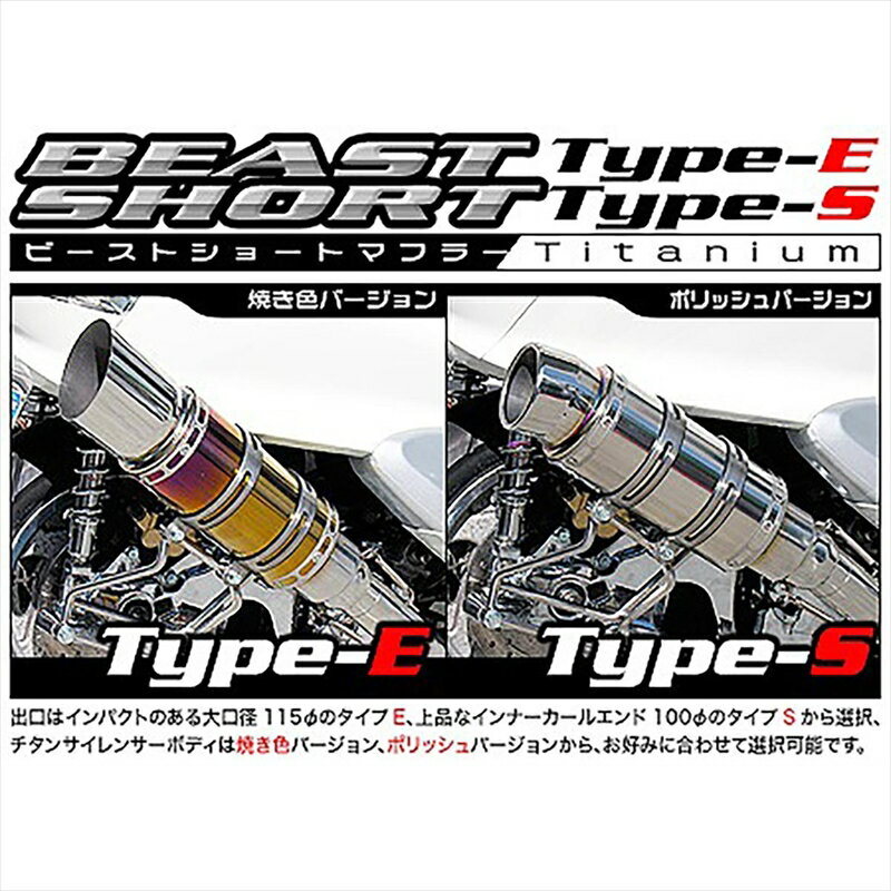 バイクパーツ マフラーウイルズウィン ビーストショートマフラー タイプE/焼色313-16-10 4547424582775SKYWAVE250(CJ44/45/46)