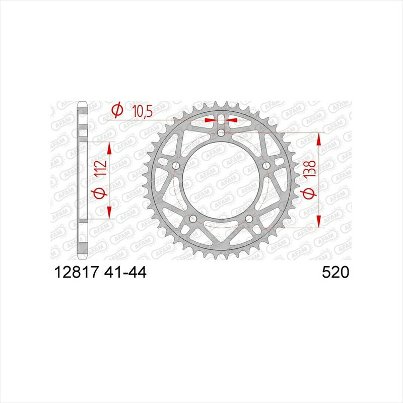 バイクパーツ 駆動系アファム Rスチールスプロケット 520-4412817RLK-44 4548916402779YZF-R1/M　15-21