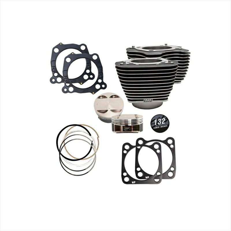 バイクパーツエスアンドエスサイクル S＆S 132ビッグボアキット リンクルブラック ハイライトフィン M8エンジン 114CI910-0845 4550255808105