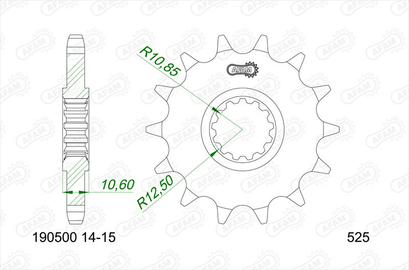 バイクパーツAFAM(アファム) Fスプロケット 525-14190500-144550255926359