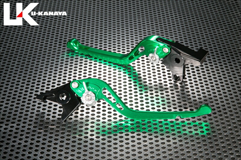 バイクパーツ ハンドルU-KANAYA(ユーカナヤ) レバーセット GPタイプ/ロング GN/BKTR024-153-05074550646333759
