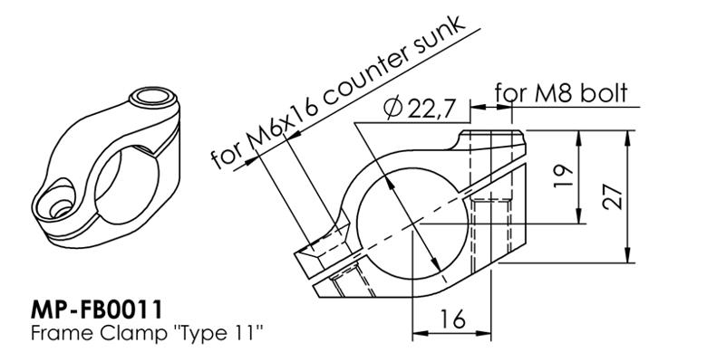 バイク用品 ハンドルHYPERPRO ハイパープロ フレームクランプ 22.7mm TYPE-11 GLD2...