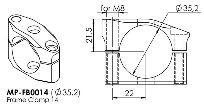バイク用品 ハンドルHYPERPRO ハイパープロ フレームクランプ 35.2mm TYPE-14 BLK2...