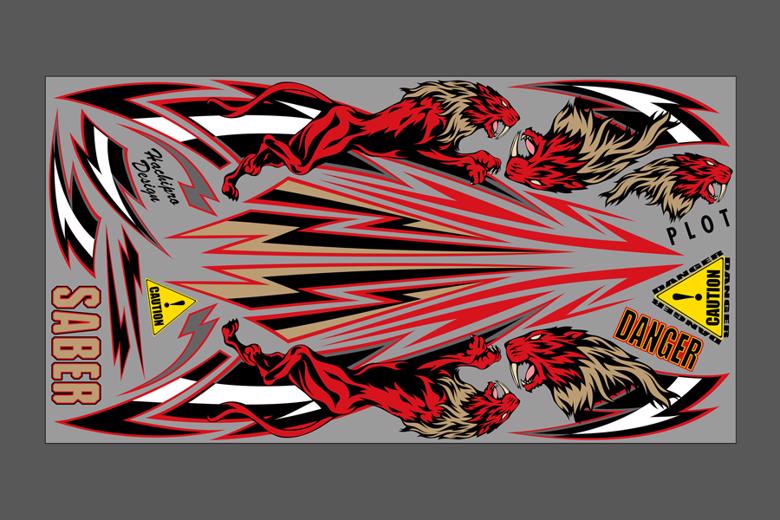 樂天商城 - バイク用品 アクセサリーPLOT プロト デカール SABER R＆G M 汎用 RED＆GLD MサイズPDK202RG-M 4548916469963