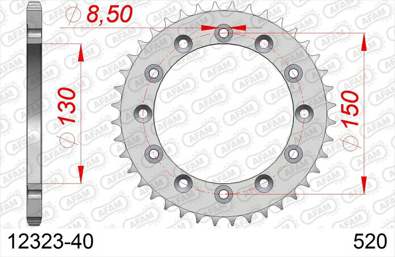 バイクパーツAFAM(アファム) Rスチールスプロケット 520-4012323-404548916683109