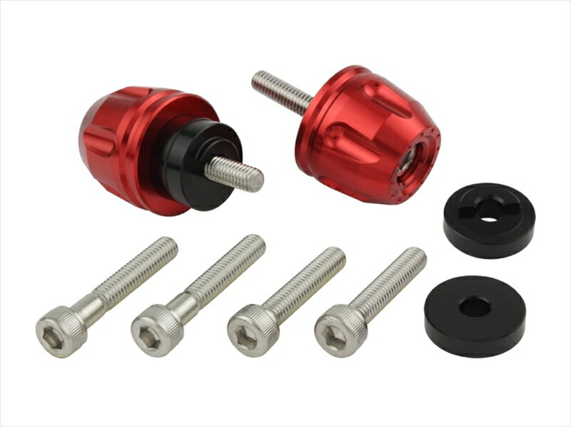 【5日前後で発送】 バイクパーツ ハンドルポッシュフェイス リボルバーエンド ホンダ/スズキ純正ハンドルM6タイプ レッド032176-02 4945716176259