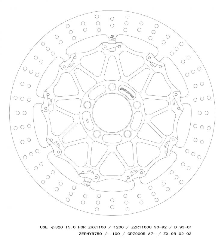 クロスロックディスクローターFφ320 L T=5.0 F ZZR1100D/ZZR1200/ZX-12R 00-03GSBDF0002L 4538792793849取寄品