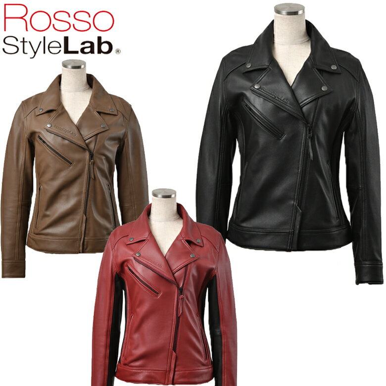 レディースバイクジャケットROSSO STYLELAB(ロッソスタイルラボ)革ジャン ダブルライダースレザージャケット ROL-16 大きいサイズ プロテクター付き 秋冬用取寄品