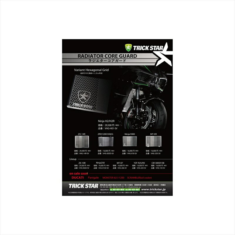 バイクパーツ 冷却系トリックスター ラジエターコアガード シルバー VHG-020-SV 4560417401501NINJA400 14-17/NINJA650 12-16/ER-6n