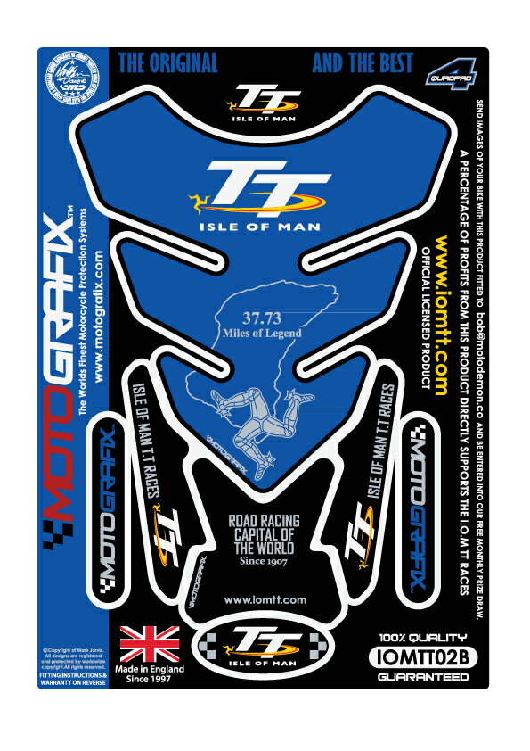 モトグラフィックス タンクパッド BLU Official TT Races 《モトグラフィックス MT-IOMTT02Bボディーパッド タンク》 セール