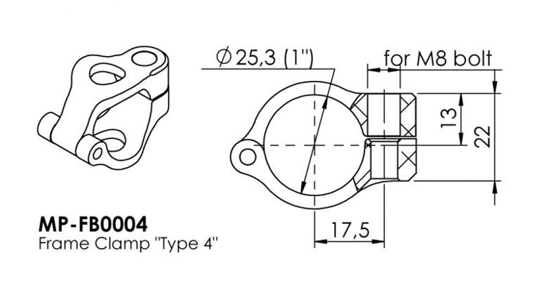 バイク用品 ハンドルHYPERPRO ハイパープロ フレームクランプ 25.4mm TYPE-4 GLD22...