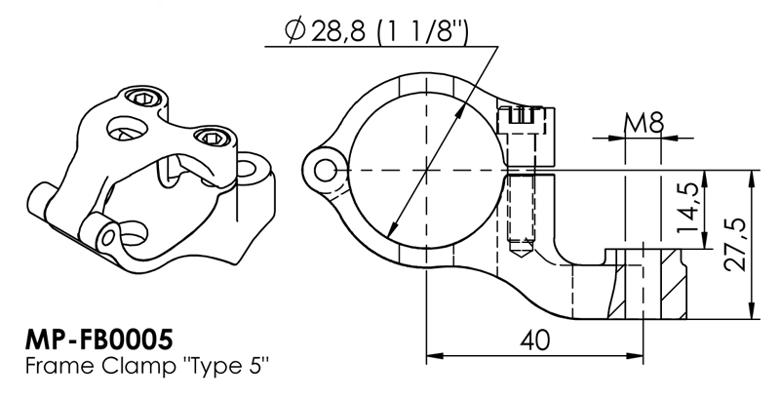 バイク用品 ハンドルHYPERPRO ハイパープロ フレームクランプ 28.8mm TYPE-5 BLK22...