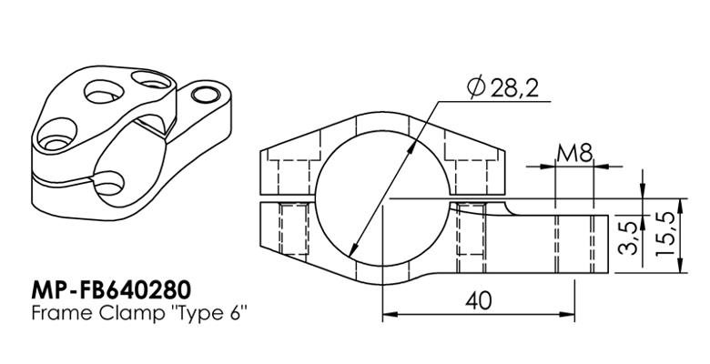バイク用品 ハンドルHYPERPRO ハイパープロ フレームクランプ 28.2mm TYPE-6 GLD22...