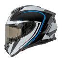 バイク用 フルフェイスヘルメットNIKKO(ニッコー) N-806 ブラック/ホワイトブルーインナーシールド 一体型スポイラー 高密度ライナーインカムポケット 着脱式内装 EQRS UVカット白 黒 青