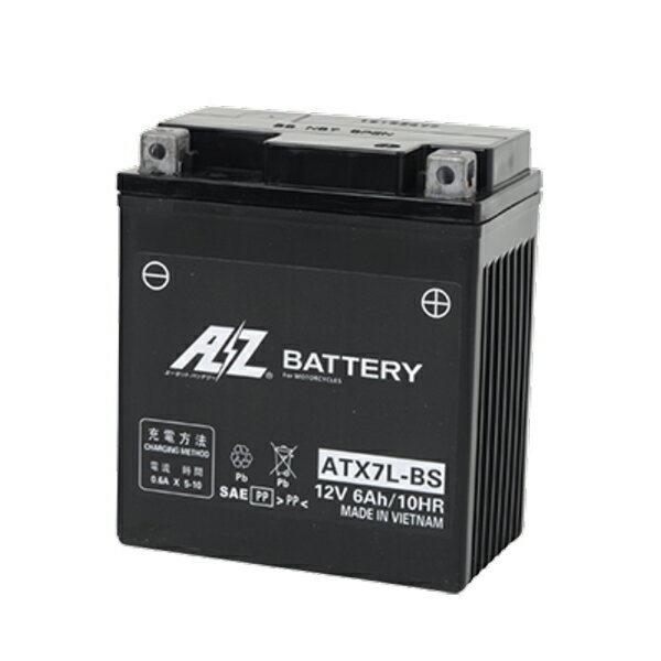 AZバッテリー ATX7L-BS 《AZ battery バイク用 液入り シールド型》 12v7ah