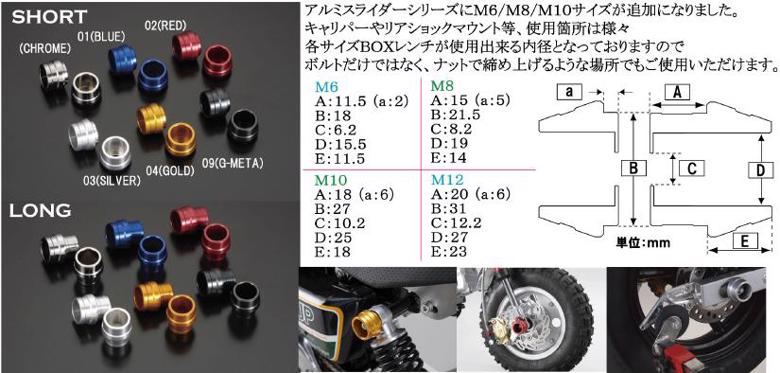 バイク用品 外装SHIFTUP シフトアップ アルミスライダー M8 ロング ユニバーサル ブルー400009-01 4582246493601取寄品