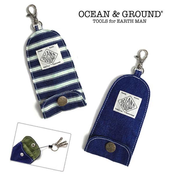 クーポン有!!Ocean＆Ground キーケース BLUE BLUE[キッズ・ジュニア・レディース]デニム 伸びるリール 鍵ホルダー 小学生 中学生 高校生 大人用 子供用 男の子 女の子 ブルーブルー オーシャンアンドグラウンド 1215909 メール便可 楽天ランキング第1位