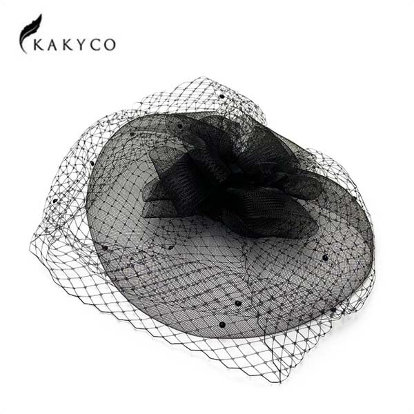 クーポン有!!KaKyCo ヘッドドレス アメリカ ヘッドアクセサリー ヘアアクセサリー 髪飾り コーム付き ベール フォーマル パーティー 冠婚葬祭 衣装 レディース 女性 婦人 カイコ 18-34003 帽子 送料無料のサムネイル