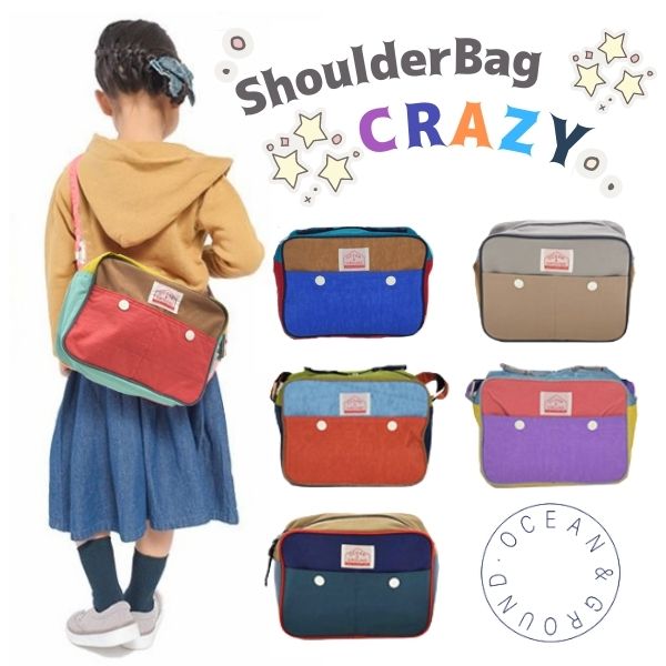 クーポン有!!Ocean＆Ground ショルダーBAG CRAZY[キッズ・ベビー]クレイジー 通園バッグ ショルダーバッグ 子供用 男の子 女の子 入園準備 入園 通園 幼稚園 保育園 カラフル オシャレ バッグ 鞄 オーシャンアンドグラウンド 1615001 楽天ランキング第1位 メール便可