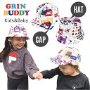 クーポン有!!GRIN BUDDY イラスト キャップ ハット[ベビー・キッズ]50～54cm 野球帽 バケットハット CAP HAT 子供用 男の子 女の子 綿100％ おしゃれ 吸水速乾 消臭効果 紫外線対策 UVケア 日よけ 春夏 グリンバディ NG-5674 NL-5719 illust bousi 帽子 メール便送料無料