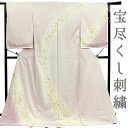 訪問着 手刺繍 正絹 渋ピンク 灰梅色 宝尽くし 松竹梅 最高級丹後ちりめん 仮絵羽 未仕立て 反物 フォーマル 結婚式 パーティー 礼装 入学式 卒業式 着物...