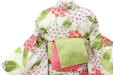 在庫処分 浴衣 レディース フリーサイズ 単品 白地 白 オフホワイト 花 紫陽花 あじさい 綿100% 夏祭り 花火大会 オシャレ 可愛い 大人可愛い 大人 エレガント Mサイズ Lサイズ No.11-0134t