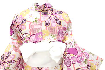 在庫処分 浴衣 レディース フリーサイズ 単品 白地 白 オフホワイト ピンク 紫 花 花柄 綿100% 夏祭り 花火大会 ユニーク 派手 カラフル ポップ エレガント 可愛い 大人可愛い 大人 オシャレ Mサイズ Lサイズ No.11-0139