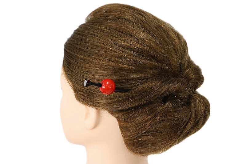 髪飾り べっ甲風 花魁 舞妓さん 成人式 振袖 和装 袴 花 赤 黒 玉かんざし かんざし 一本差し おしゃれ かわいい 日本製 古典 玉簪 シンプル 卒業式 結婚式 着物 No.10-2705