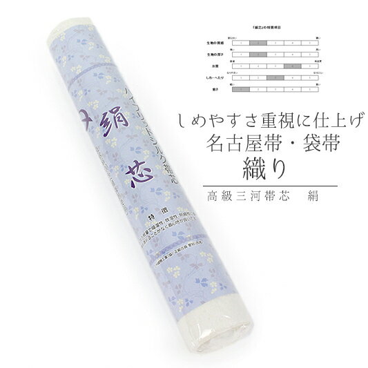 帯芯 名古屋帯 袋帯 絹芯 真綿絹100％ ハイブリッドシルク 不織布芯 起毛湯通し加工 防縮加工 防カビ加工 軽い しわになりにくい すべらない 高品質 特選 老舗 林帯芯工場 和装 着物 No.10-0932