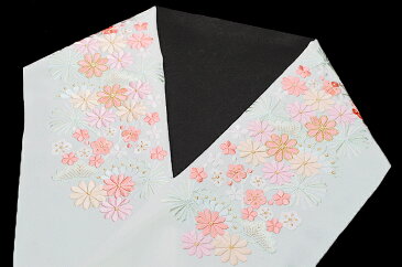 半衿 半襟 振袖 成人式 豪華刺繍 白地 薄ピンク 薄緑 薄水色 松竹梅 菊 金糸 シルエリー Silelly おしゃれ半衿 刺繍半衿 お洒落着用 レトロ アンティーク モダン 高級 成人式 結婚式 前撮り 謝恩会 入学式 卒園式 七五三 ポリエステル 日本製 定番商品 No.10-0640