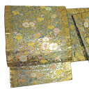 【 中古 】 袋帯 正絹 リサイクル 金糸 ラメ糸 水色 花唐草 梅 桐 献上唐草文 結婚式 礼装用 フォーマル 仕立て上がり 成人式 振袖 六通 No.6-0589