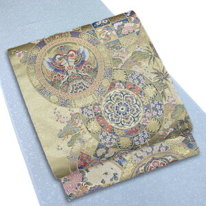 袋帯 西陣 橋本清織物 唐織 新品 金 牡丹 向鳥 九谷焼絵皿文 北村隆 正絹 金糸 未仕立て 結婚式 礼装用 フォーマル 新品 未仕立て お洒落着 かわいい おしゃれ かっこいい 和 着物 受注生産 No.88-1757