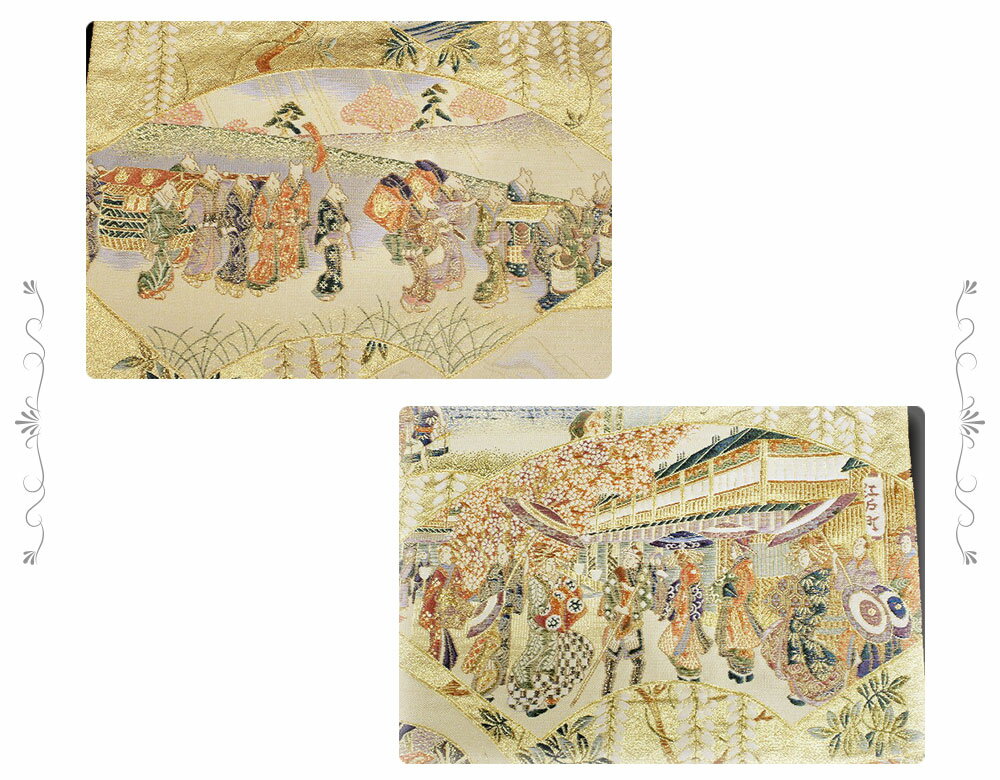 袋帯 西陣 橋本清織物 新品 正絹 唐織 金糸 地紙 壱阡八百口織 葛飾北斎 安藤広重 広重雪月花 未仕立て 結婚式 礼装用 フォーマル 新品 未仕立て お洒落着 かわいい おしゃれ かっこいい 着物 受注生産 No.88-1762