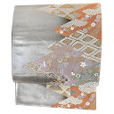 【 中古 】 袋帯 リサイクル 正絹 唐織 袋帯 金 銀 シルバー 灰色 黒 松皮菱 菱 花 菊 桜 唐草 花唐草 松 匹田 引箔 仕立て上がり シック おしゃれ 礼装用 フォーマル おしゃれ 大人 結婚式 卒業式 入学式 No.6-1149